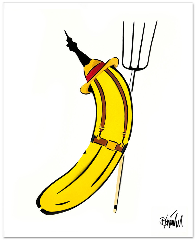 Bauern-Banane von Thomas Baumgärtel, Stencil auf Leinwand, signiert, Größe: 50 x 40 cm.