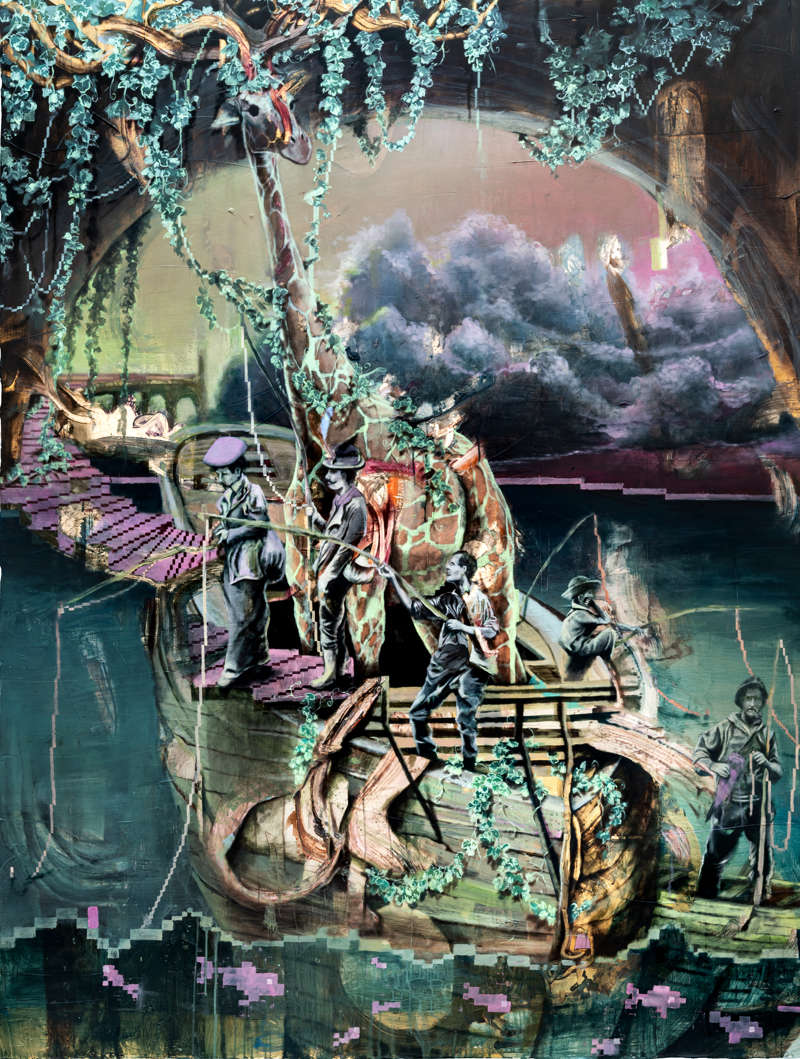 "Kammerflimmern", Gemälde (200 x 150 cm) von Benjamin Burkard. Einreichung für den STRABAG ArtAward.